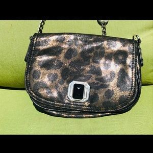 Nine West leopard print metallic crossbody purse